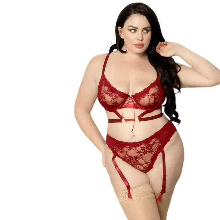 Seven ‘til Midnight BH und Höschen mit abnehmbaren Strapsen Plus Size