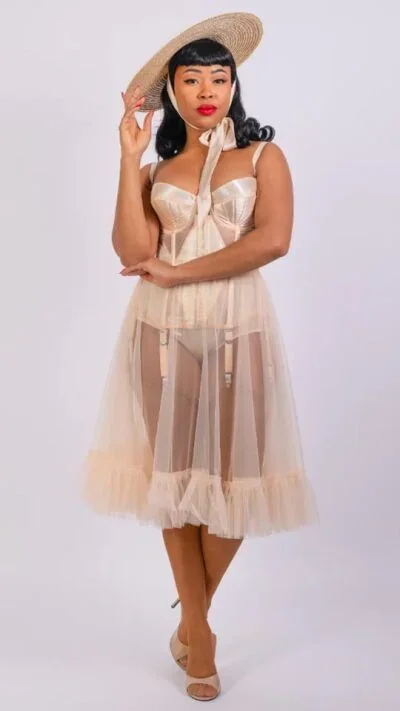 Sheer Frilly Petticoat Aprikose