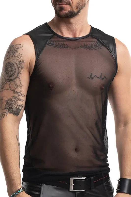 Shirt aus Netz und Wetlook