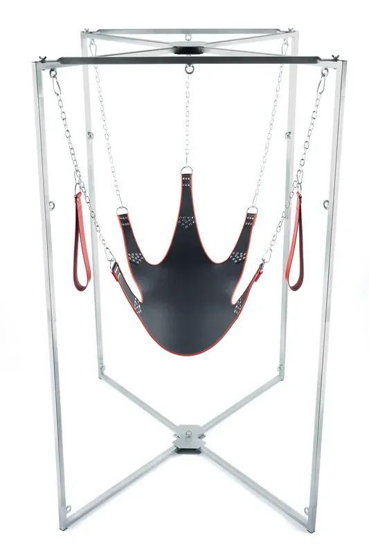 Sling Kit Leder 5 Punkte Schwarz-Rot Armatur Grau