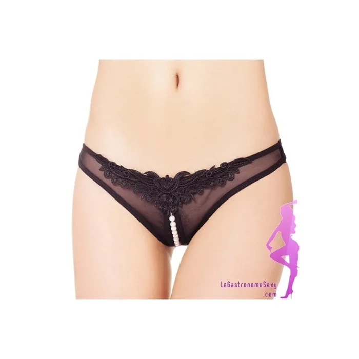 Slip mit Schlitz und Perlenreihe