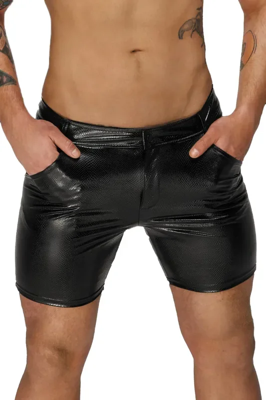 Snake Wetlook Shorts mit feinen Details