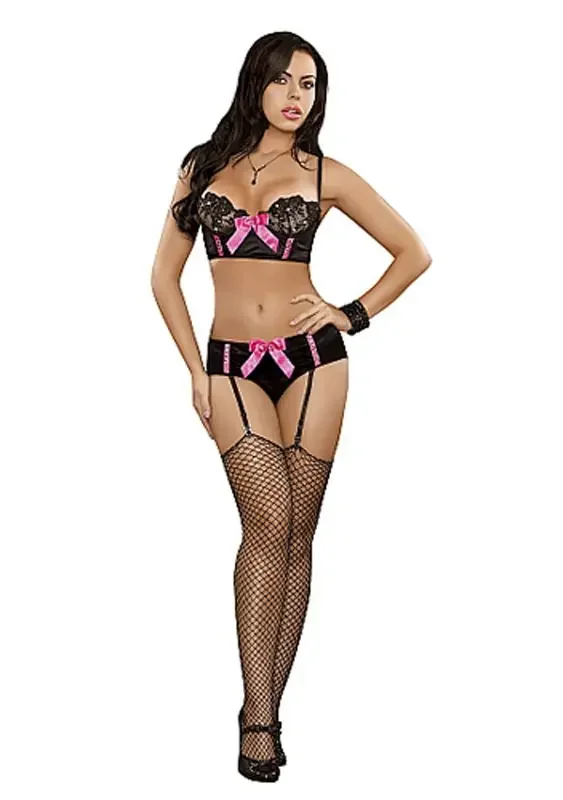 Spitzenbustier & Shorty in Schwarz