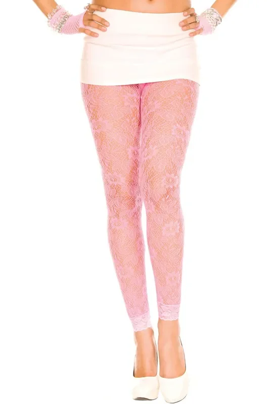 Spitzenleggings im Blumenmuster – Pink