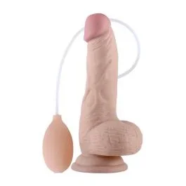 Spritztender Realistischer Dildo mit Quetschball 17,8 cm