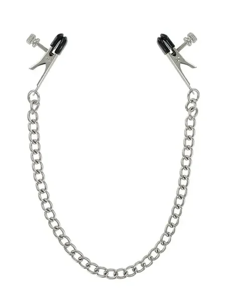 Stainless Steel Aligator Nippelklemmen mit Kette, silber