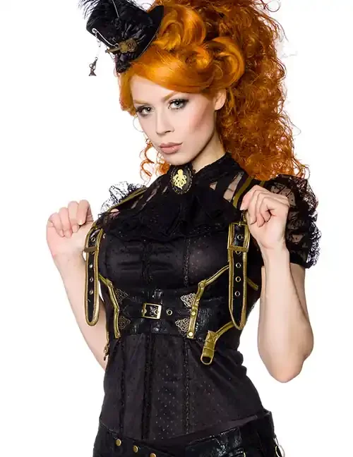 Steampunk-Unterbrust-Gürtel schwarz