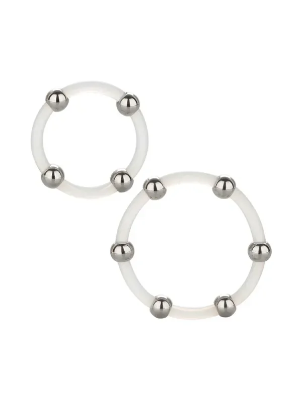 Steel Beaded Silicone Ring Set Large Penisring 2er Set, transparent