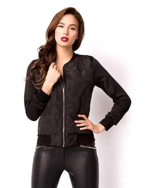 Steppjacke mit Rippbündchen schwarz