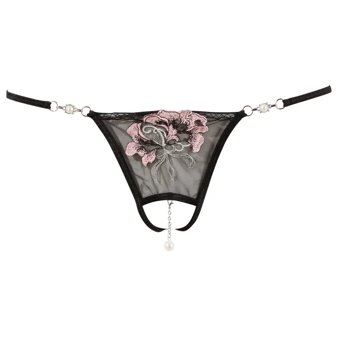 String mit offenem Schritt und Stickereien