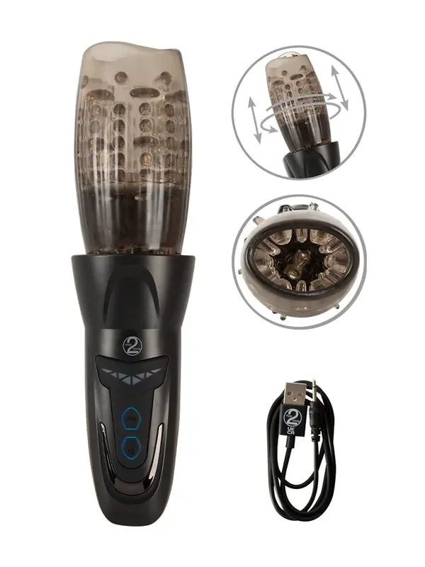 Stroker Rotating Masturbator Masturbator mit Stoßfunktion, schwarz/rauch