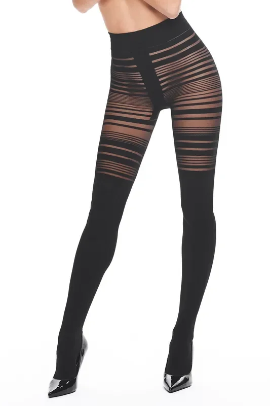 Strumpfhose mit Streifen in schwarz