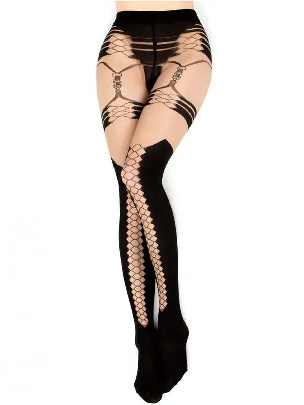 Strumpfhose Netz-Strapslook (Grösse L-XL)