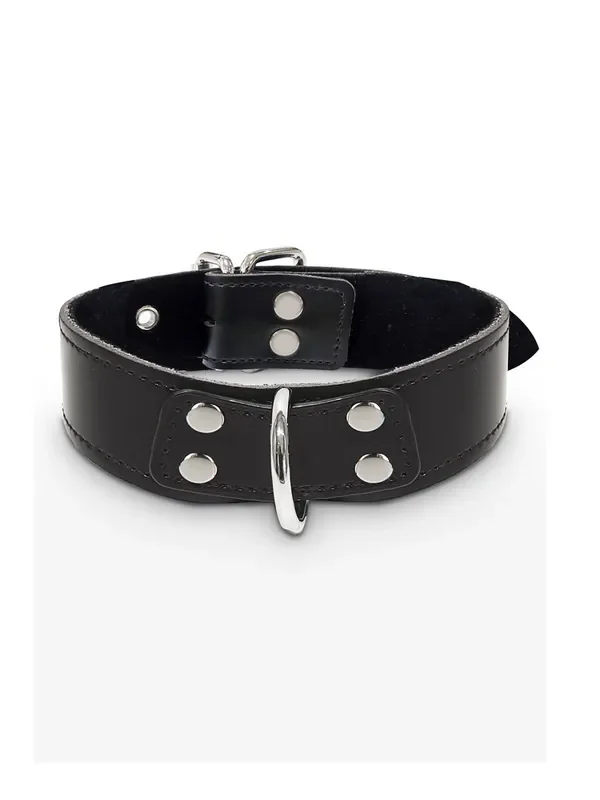 TABOOM Elegant D-Ring Collar Kunstleder-Halsfessel, schwarz