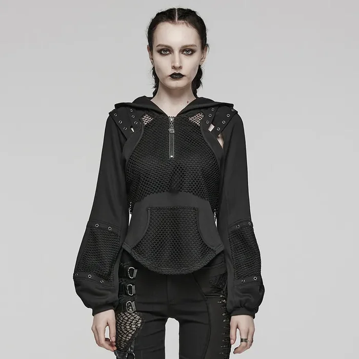 Techwear Hoodie mit Mesh- und Cut-Out-Details