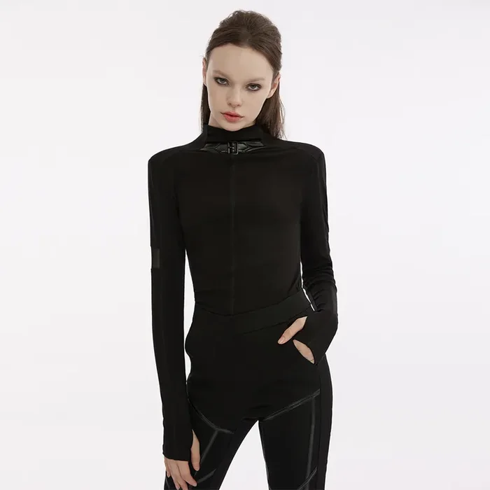Techwear Longsleeve mit Mock-Neck-Kragen