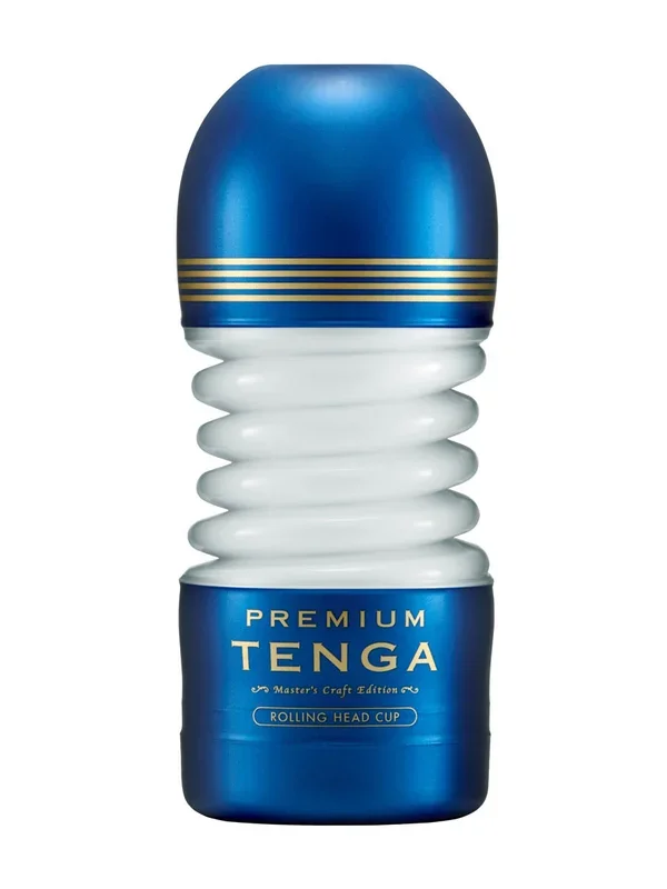 Tenga Premium Rolling Head: Masturbator, blau/gold