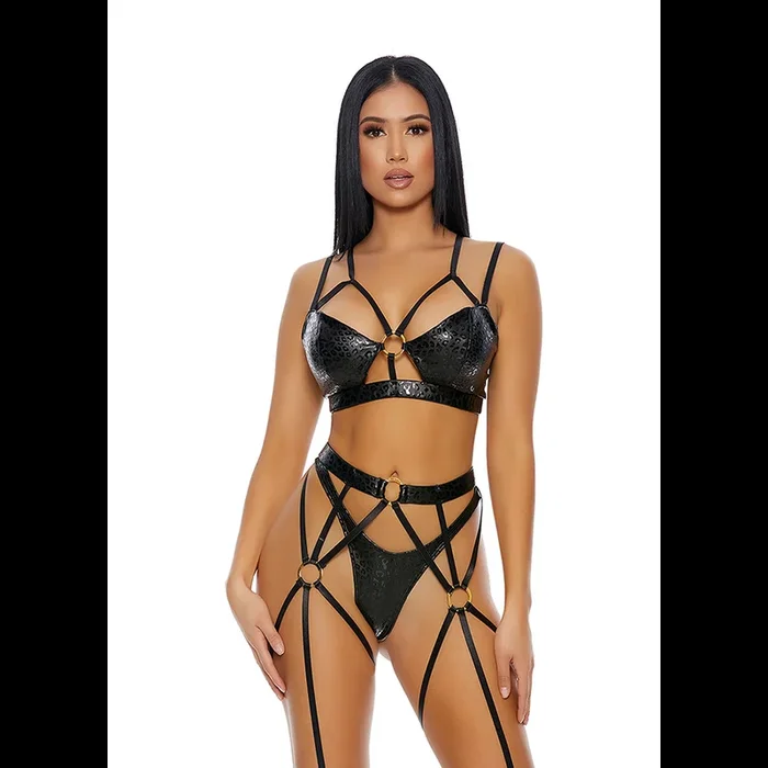That’s My Spot Cheetah Print Lingerie Set – L – Black