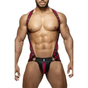 Titano Harness + Jockstrap Set – Schwarz/Rot