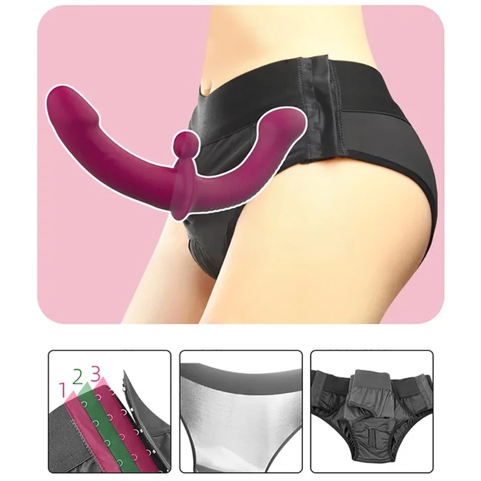 Trägerloser Strap-On Doppelkopf-Vibrationsdildo für Frauen & Paare