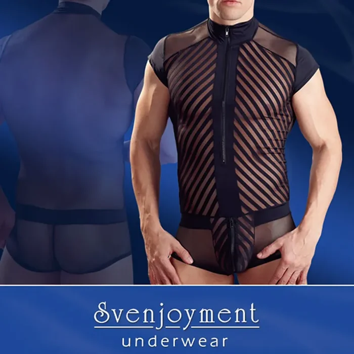 Transparenter Herrenbody in Schwarz