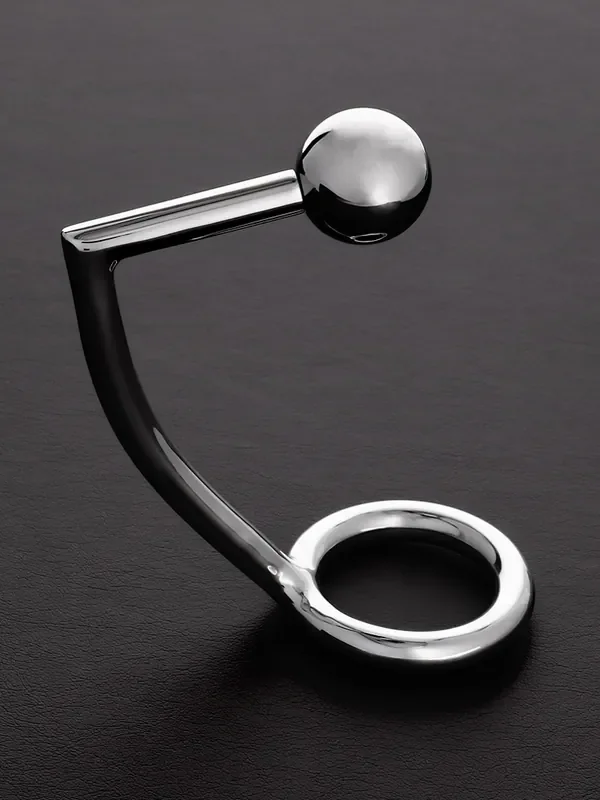 Triune Intruder with C-Ring Edelstahl-Penis-/Hodenring mit Analkugel
