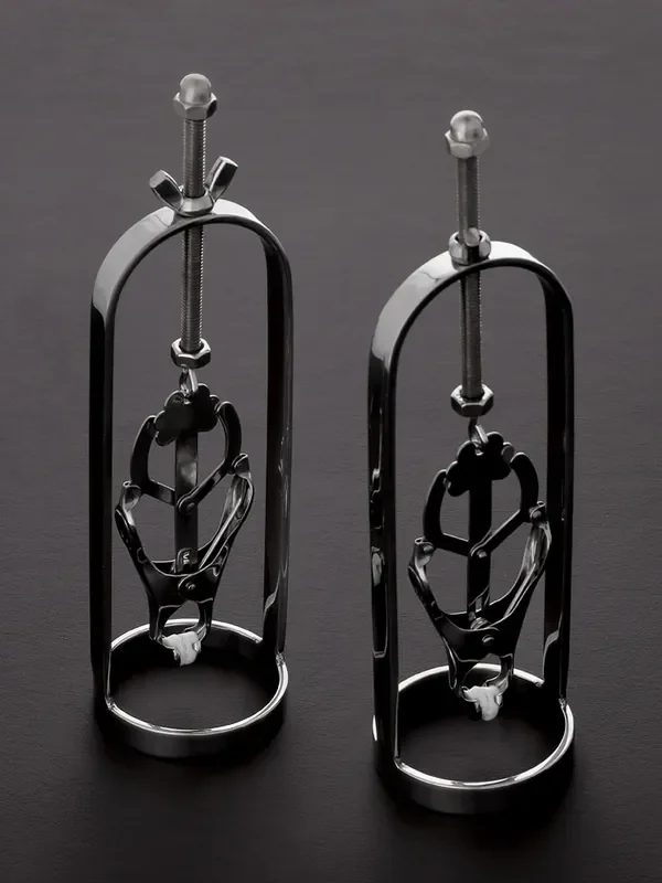 Triune Tit Tuggers with Clover Clamp Edelstahl-Nippelklemmen