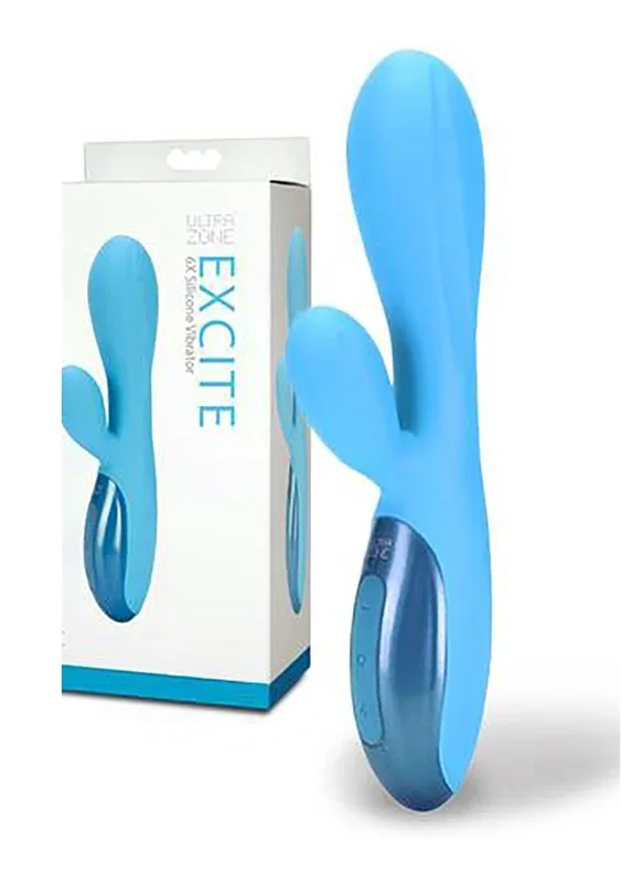 UltraZone Excite 6x Rabbit Style Silicone Vibe – Blue