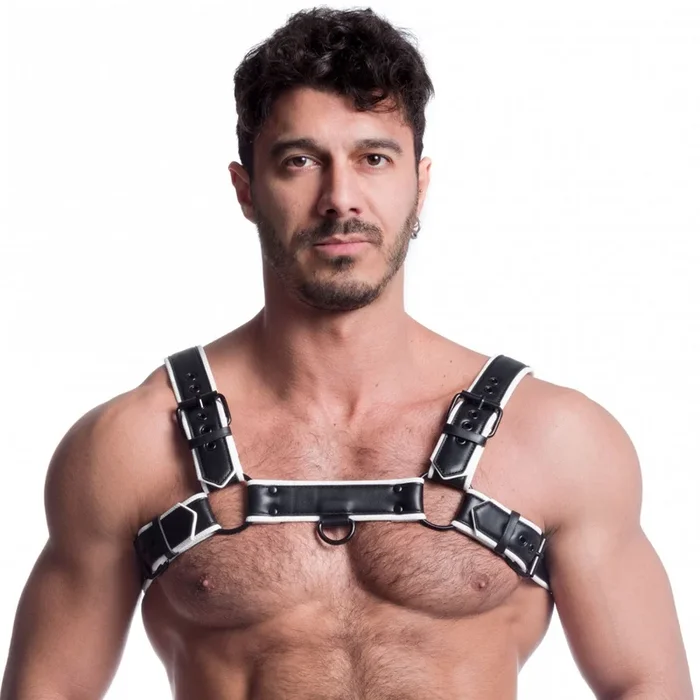 Veganer Bulldog Harness – Schwarz/Weiß