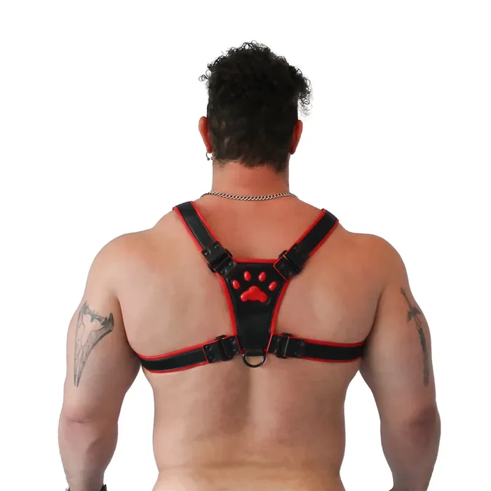 Veganer Puppy Harness – Schwarz-Rot, Größe S/M