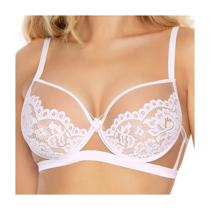 Verführerischer zweifarbiger BH aus zartem Tüll und edler Spitze weiß/beige