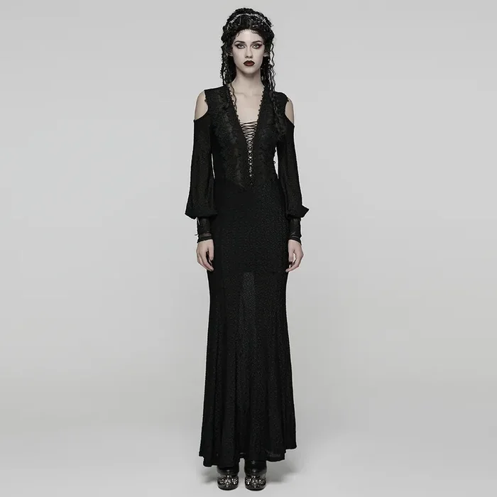 Verführerisches Gothic-Kleid mit tiefem V-Ausschnitt