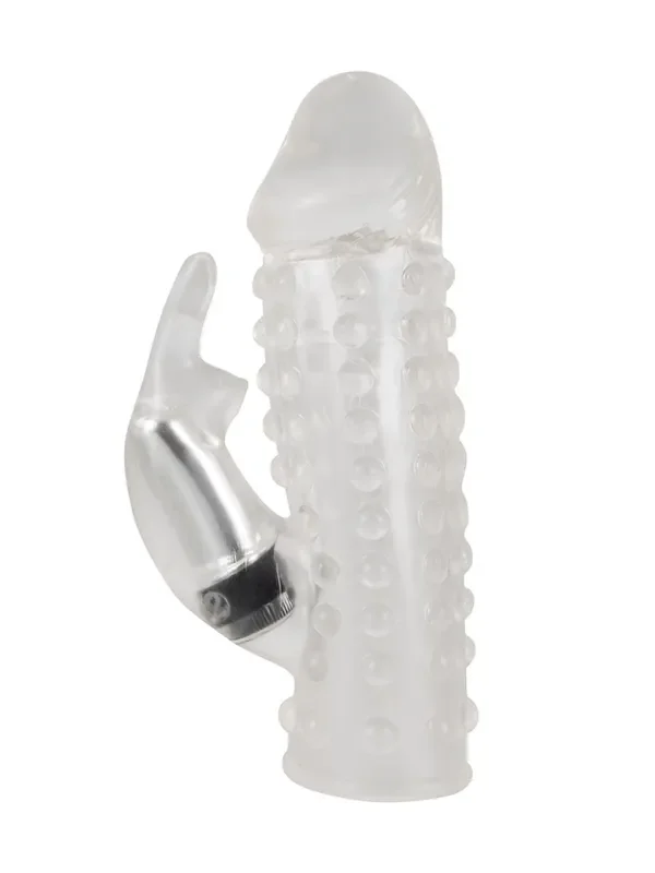 Vibrating Xtension Penishülle mit Klitorisreizer, transparent