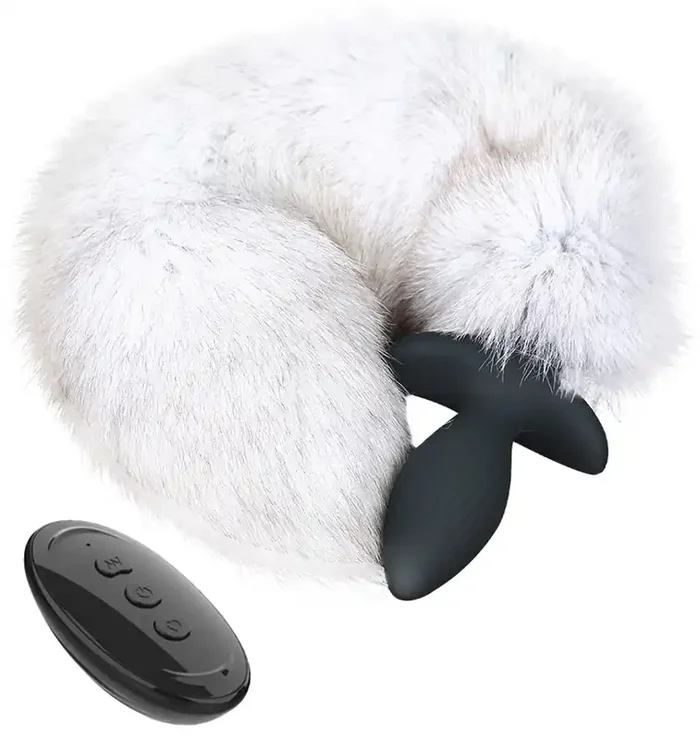 Vibrationsplug mit Schwanz Foxy 9 x 4cm Schwanz 45 cm Weiß