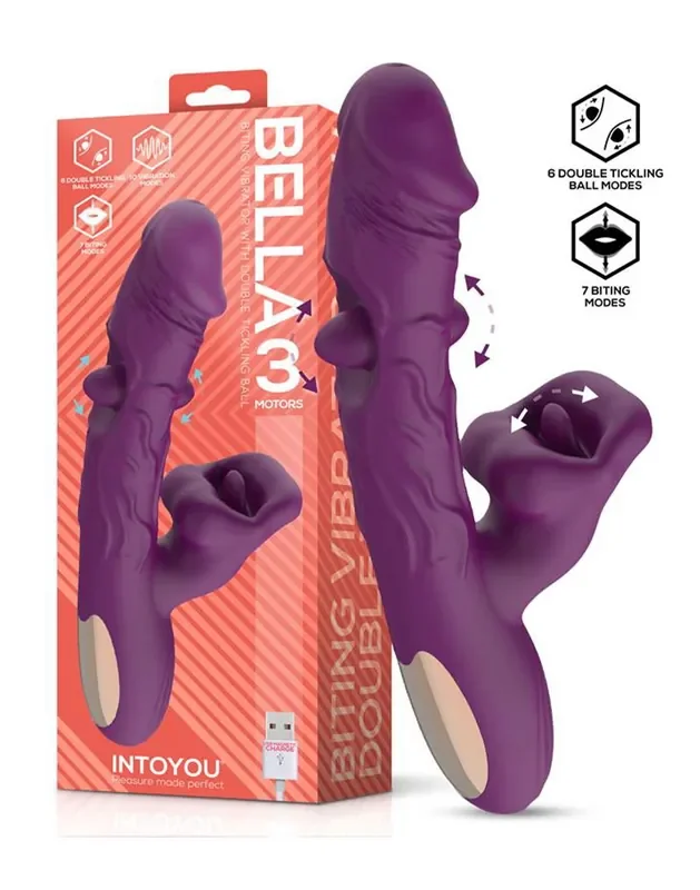 Vibrator mit doppelter Kitzel- und Beißfunktion – Lila