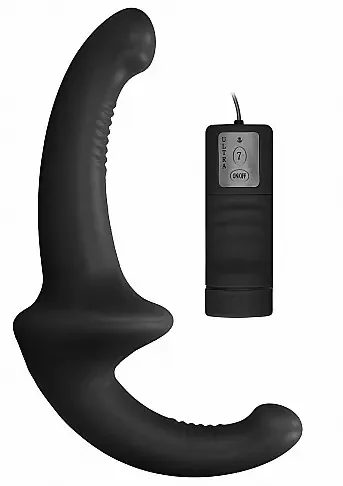 Vibrierender Silikon-Strapless-Strap-On – Schwarz