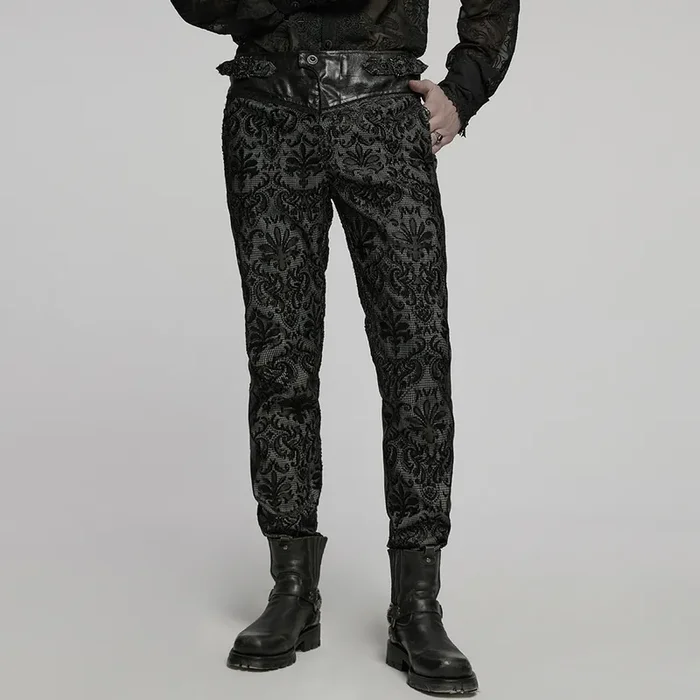 Victorian Gothic Stoffhose mit Kunstleder-Akzenten