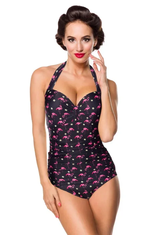 Vintage-Badeanzug mit Flamingo-Muster