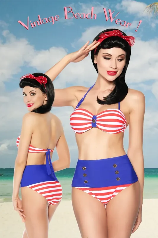 Vintage Bandeau Bikini mit Formbügeln und eingenähtem Kissen