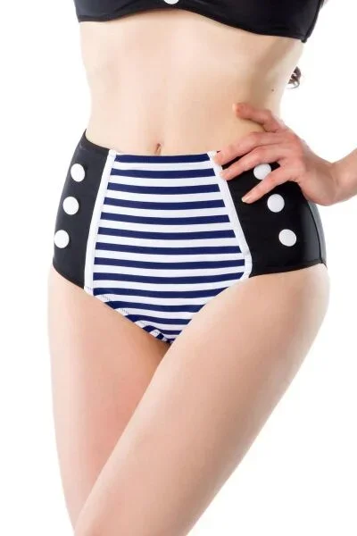 Vintage Bikini-Höschen Schwarz Weiß