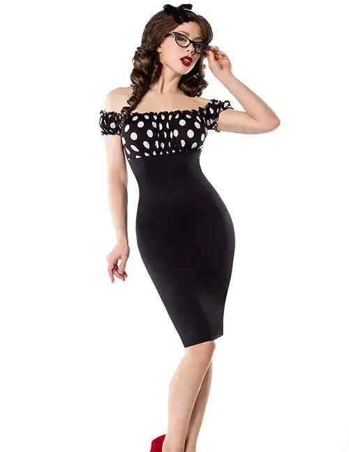 Vintage Kleid in schwarz mit Polka Dots
