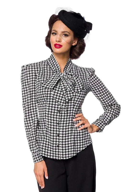 Vintage-Schluppenbluse weiß/schwarz