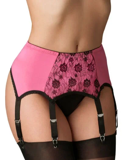 Vintage Strumpfhalter mit 6 Haltern Pink