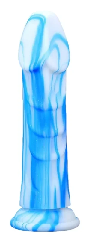 Vipriks Dildo 18 x 5cm Blau-Weiß