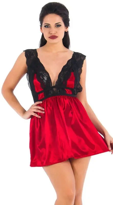 Vixson Nachtkleid mit Spitze – rot
