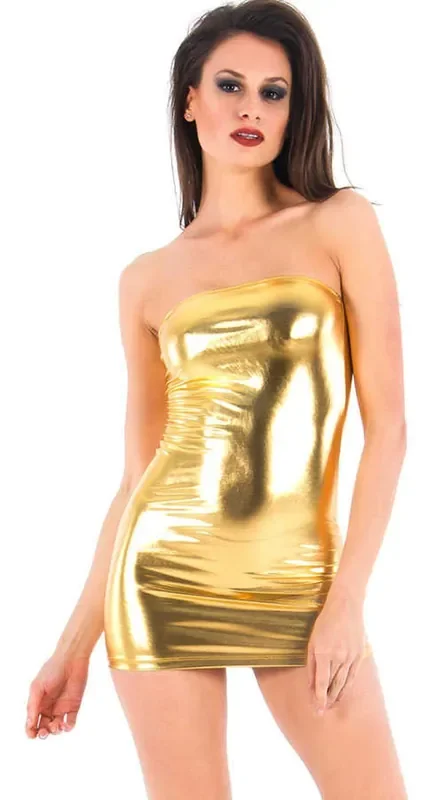 Vixson trägerloses Minikleid – goldfarben