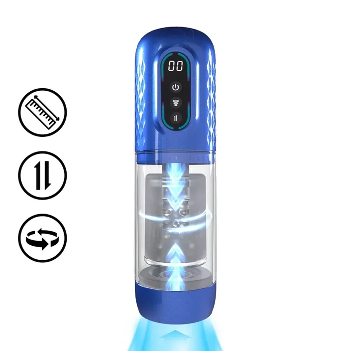 Vortex – Saug-Rotations-Stoßmasturbator – Metallic Blau