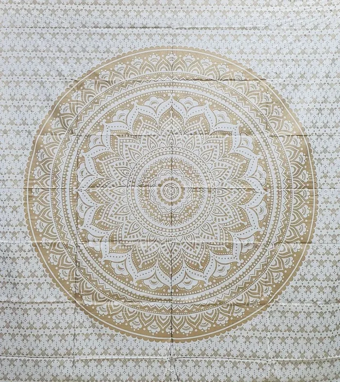Wandbehang – Mandala Golddruck weiß – Doppelt