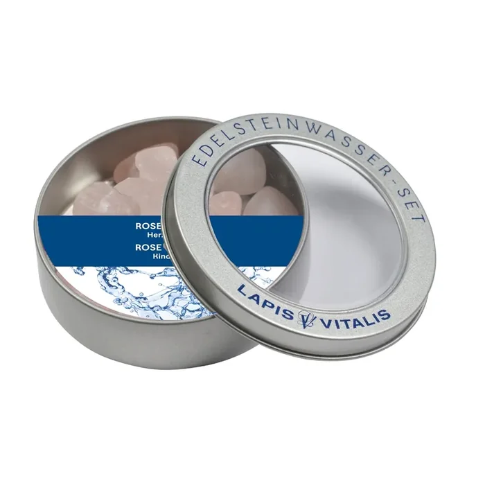 Wassersteine in Geschenkdose – Rosenquarz