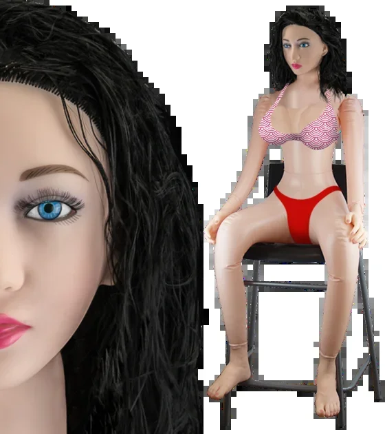 Weibliche aufblasbare Sexpuppe sitzend Justine